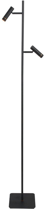 Vloerlamp Lumo 4608ZW - moderne zwarte LED leeslamp van Mexlite, 125 cm hoog, draaibaar en kantelbaar, met verstelbare lichtpunten en touchdimmer