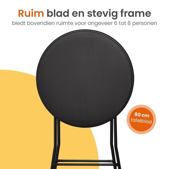 Goliving Statafel – Inclusief Statafelhoes – Statafelrok – Inklapbaar – Stevige partytafel – Voor binnen en buiten – Draagvermogen 50kg – Ø80 x 110 cm – 8,5 kg – Zwart