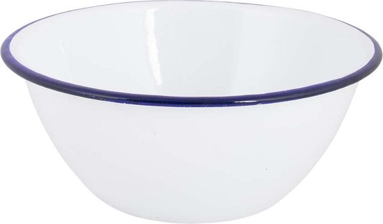 Bo-Camp - Servies - Emaille - 6 Stuks - Wit/Blauw