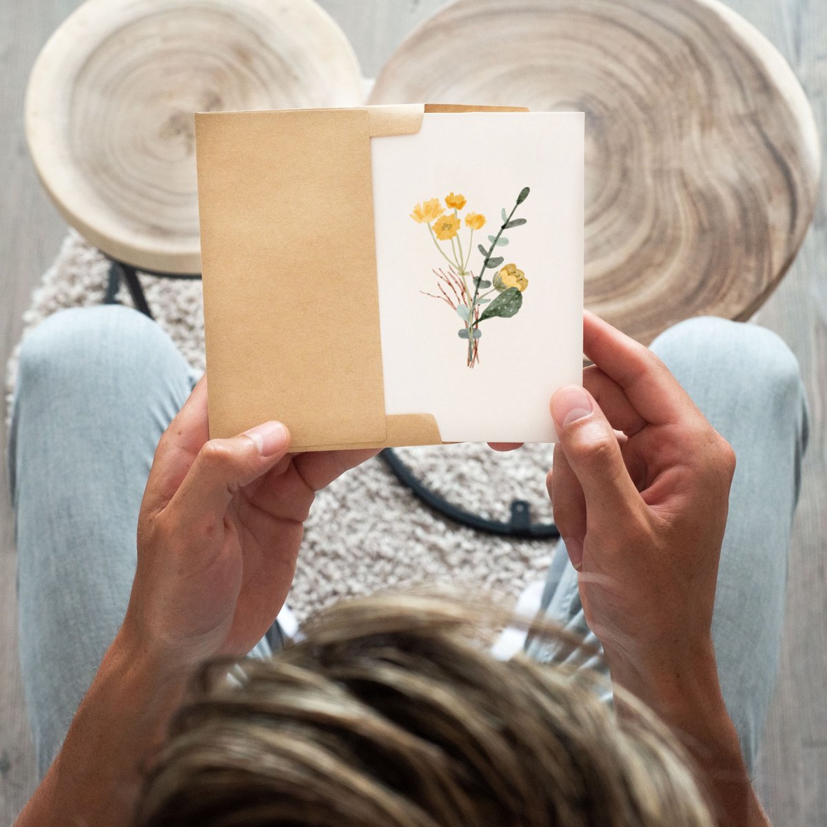 Partizzle – Droogbloemen Wenskaarten Set van 36 – 15 x 10 cm & Aquarel Design – Voorzien Van Kraft Enveloppen En Blanco Binnenkant – Voor Huwelijk En Felicitatie – Meerkleurig FSC-papier