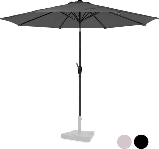 VONROC Premium Stokparasol Recanati Ø300cm – Incl. beschermhoes - Ronde parasol - Kantelbaar – UV werend doek - Grijs