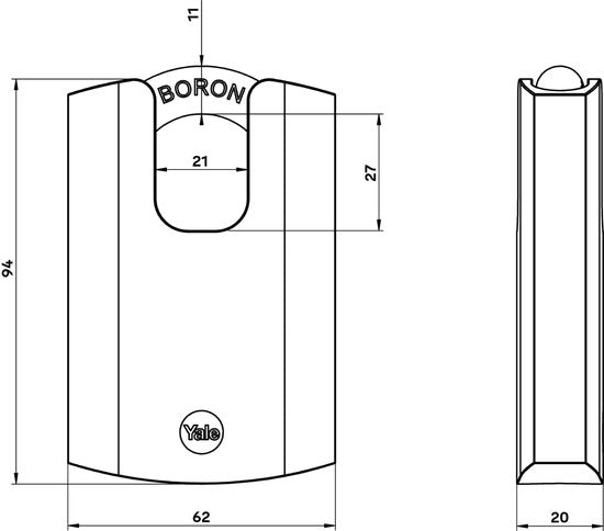 Yale - Stalen Hangslot - 62 mm - Gesloten Beugel - Maximum Protection