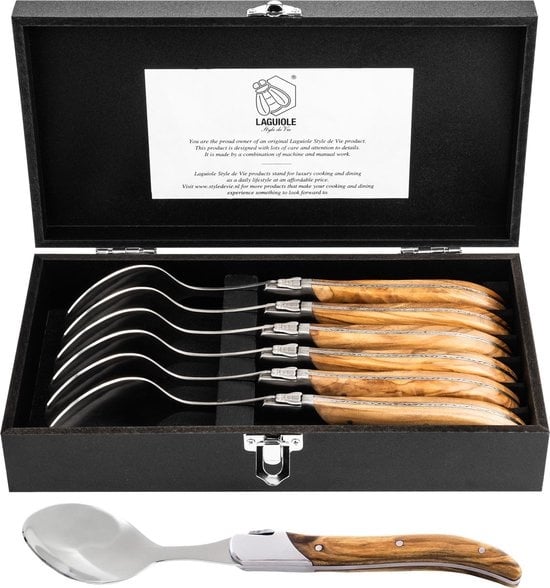 Laguiole Style de Vie Lepels Luxury Line - 6-delig - Olijfhout