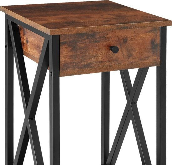 tectake® - Bijzettafel Dayton - industrieel - donkerbruin - 35 x 35 x 70,5 cm - 404451