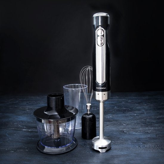 Gastronoma Staafmixer set - Snoerloos en oplaadbaar - 100W - Hakmolen Garde en Maatbeker - 18210002 - Zwart RVS