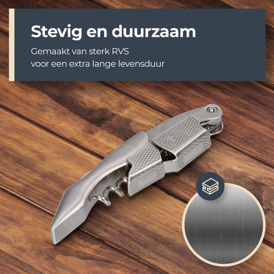 Castagnola Kurkentrekker - Kelnermes - Wijnopener - Wijn opener - Flesopener - Hefboom - Deluxe - Volledig RVS
