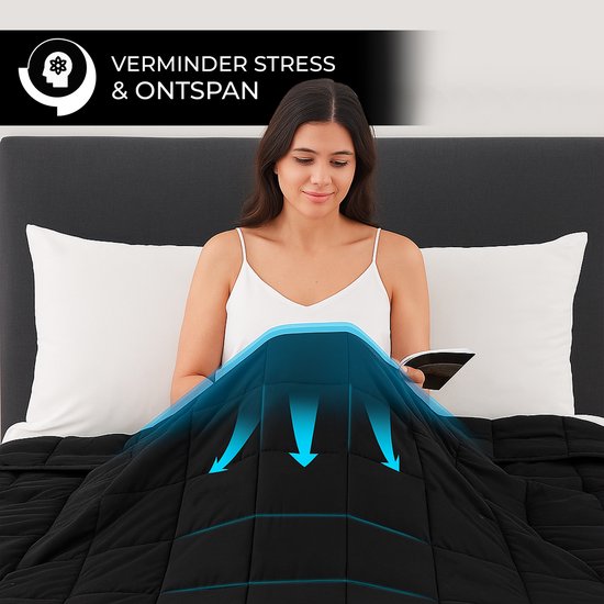 Vonia Verzwaringsdeken 9 kg - Verzwaarde Deken - Weighted Blanket - 150 x 200 cm – Zwart