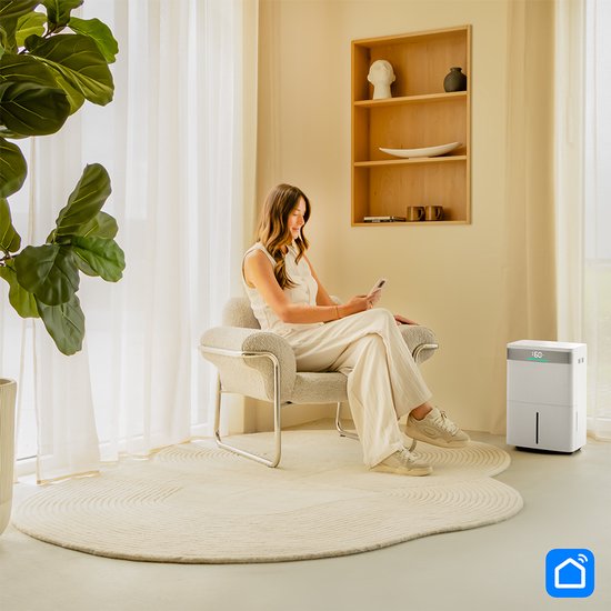 VONROC Luchtontvochtiger – 40L/dag – 5,5L watertank – Wifi & app-bediening –Zilverionenfilter & carbon filter