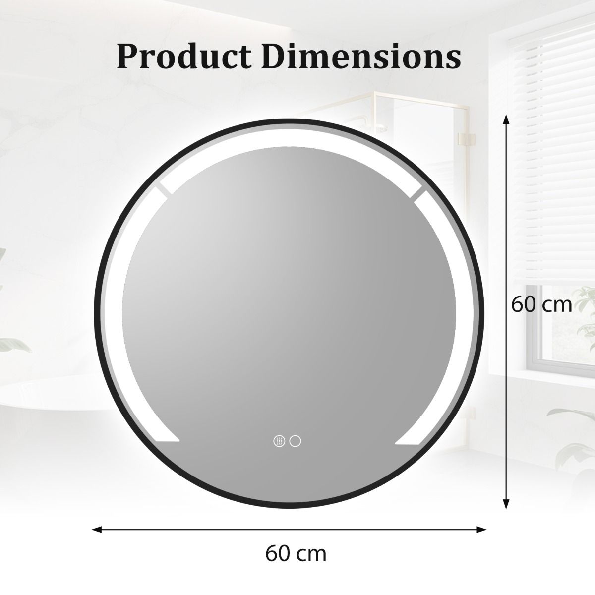 Coast Ronde Badkamerspiegel - dimbare LED-verlichting - anticondensfunctie - zwart - 60cm