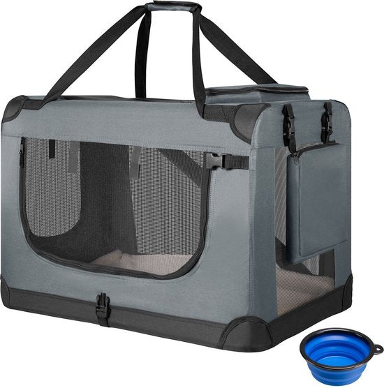 Juskys Hondentransportbox - Vouwbaar - S - 34 x 50 x 36 cm - Grijs