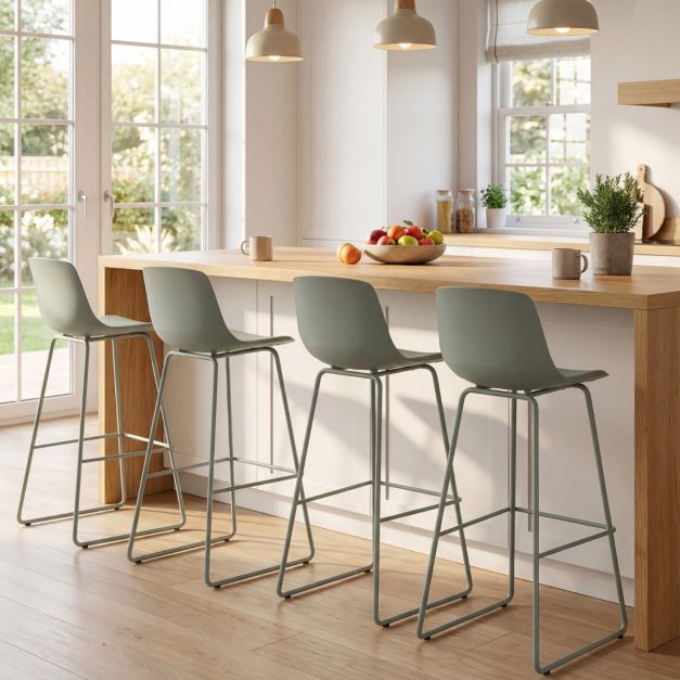 Coast Barkrukken Set van 4 – Kunstleer met Rugleuning 48 x 46 x 103 cm – Groen