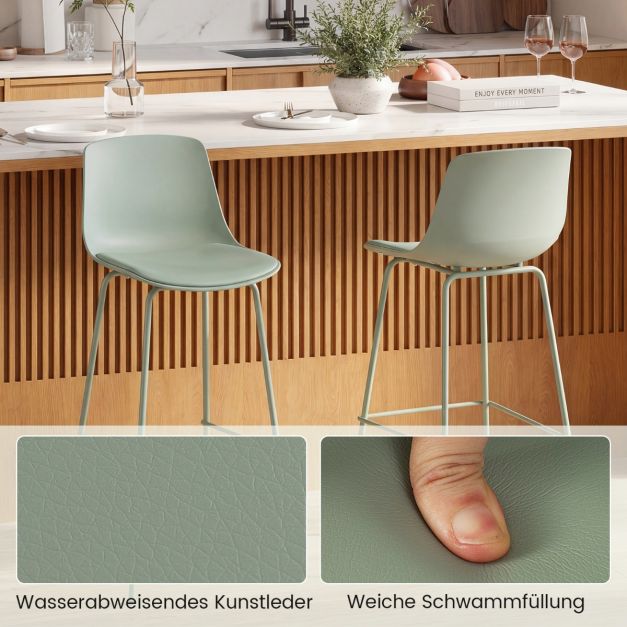 Coast Barkrukken Set van 4 – Kunstleer met Rugleuning 48 x 46 x 103 cm – Groen