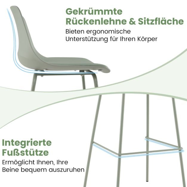Coast Barkrukken Set van 4 – Kunstleer met Rugleuning 48 x 46 x 103 cm – Groen