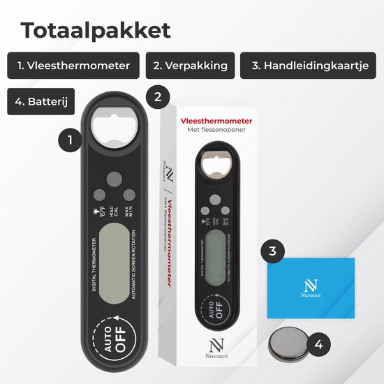 Nuvance Vleesthermometer - BBQ Accessoires - Digitale Thermometer - Kook - voor Keuken, Oven, Kern, Voedsel & Suiker