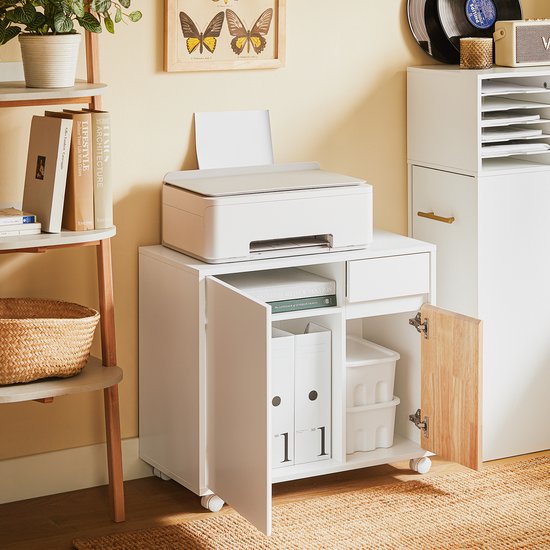 SoBuy ASK04-WN Printertafel - Witte Printerkast van Houtcomposiet