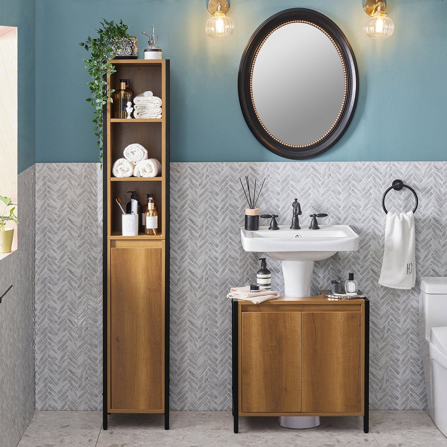 SoBuy Badkamer Kolomkast - 30 x 28 x 168 cm - Houtkleurig