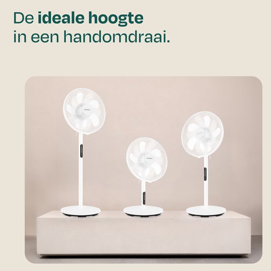VONROC Vloerventilator - Ø 45,5cm - 4 snelheden & slaapmodus – timer - verstelbaar in 3 hoogtes - incl. afstandsbediening - wit