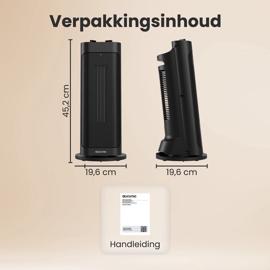 Auronic Ventilatorkachel Pro - Keramische Kachel - 2000W Heater - Zwart