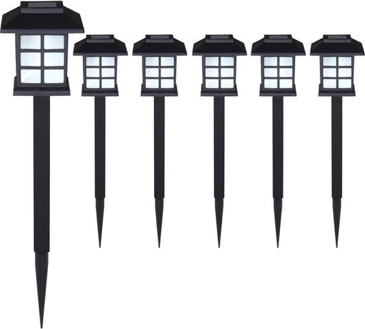 Tuinlamp – Set van 6 Zonne energie 8,6x8x6x38cm Prikstok - Zwart