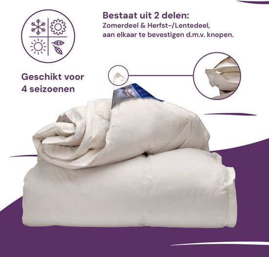 Ten Cate Dekbed - Dekbed 240x200 - Donsdeken - Dekbedden - Donzen Dekbed - 4 Seizoenen Dekbed 240 x 200 - 60% Eendendons - Zomerdekbed & Winterdekbed