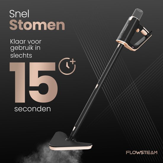 FLOWSTEAM® Luxe Stoomreiniger - 13 Opzetstukken - 120° Stoom – Tapijtreiniger – Vlekkenreiniger – Handstomer – 5M Snoer - Inclusief 2 Microvezeldoekjes