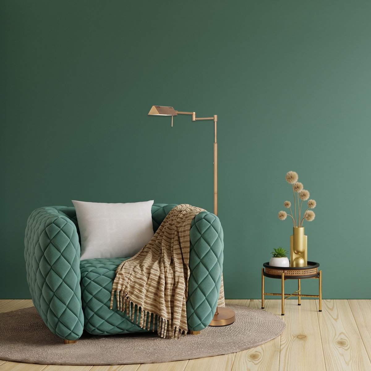 Vloerlamp GlowGo 4603BR - Bronzen klassieke vloerlamp van Mexlite met geïntegreerde accu, verstelbare arm en dimmer, hoogte 125 cm