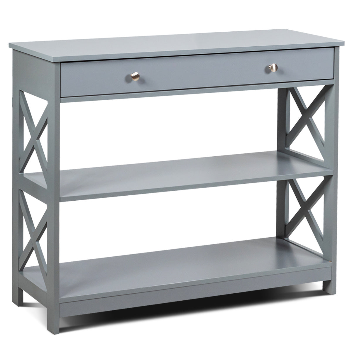 Coast Console Tafel 3 Niveau met Lade Houten Haltafel 100 x 30 x 80 cm Grijs