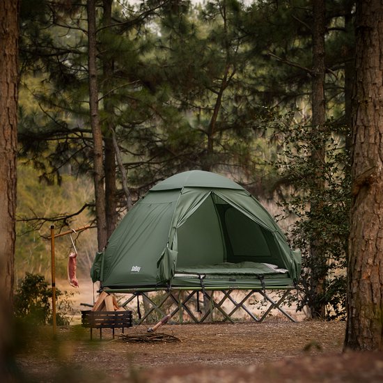 SoBuy OGS32-II-L-GR Opblaasbare Camping Tent - Donkergroen Textiel 193x145cm