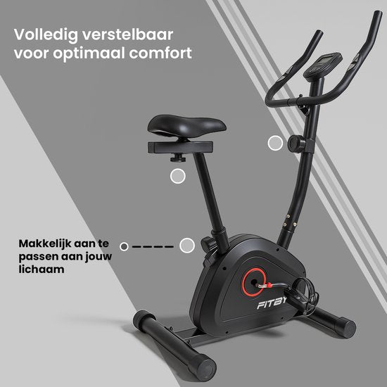 Fitby Hometrainer - Hometrainer Fiets - Hometrainers Fitness - 8 weerstandniveaus - Met hartslagfunctie - 100 KG - Zwart