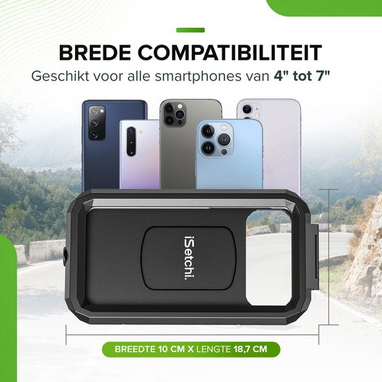 iSetchi Telefoonhouder Fiets - Waterdicht -  Anti-Schok - zwart
