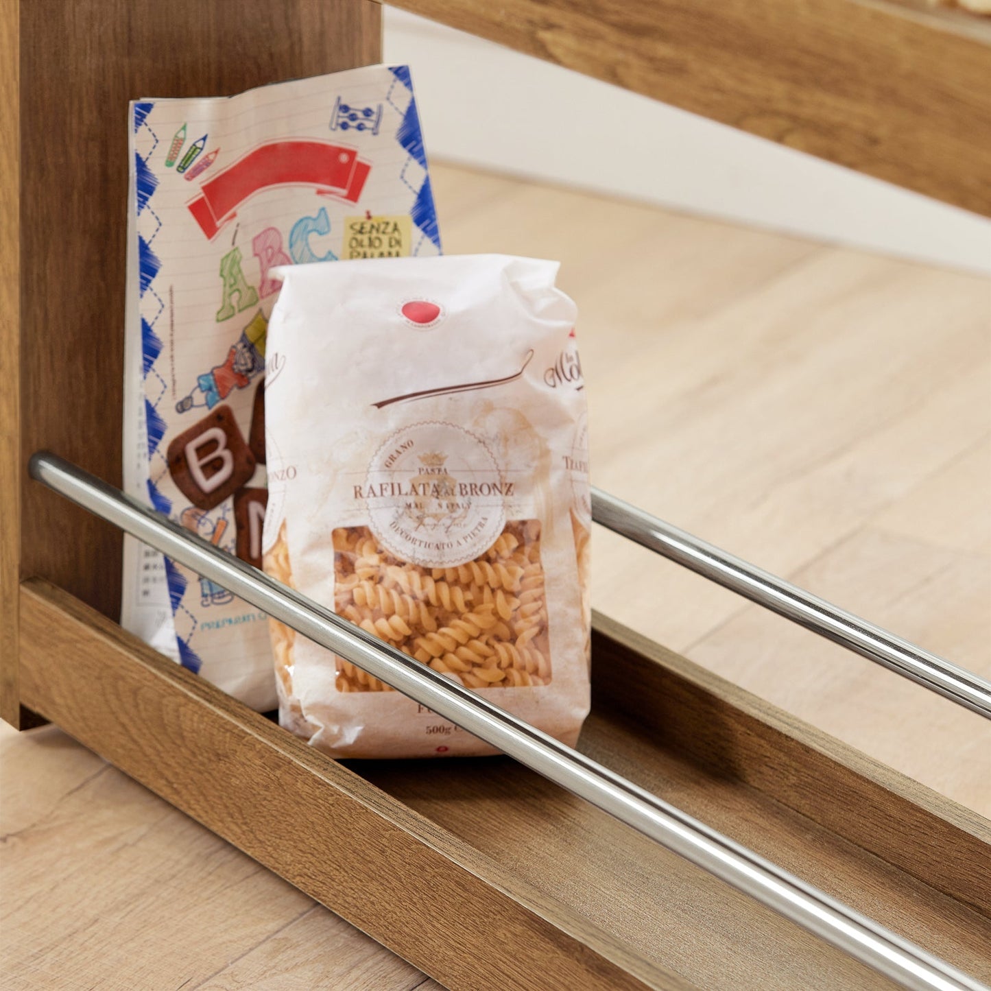 SoBuy Keukenrek 4-Laags op wielen - Max. 20 kg - 60 x 19 x 81 cm - Bruin