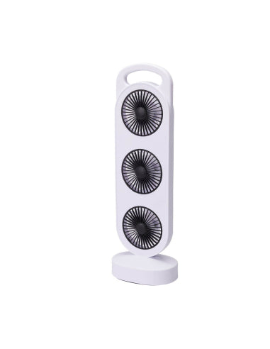 BASICS Oplaadbare Bureauventilator - 3 Standen - Wit/Zwart - 36,5 x 12 x 8,3 cm