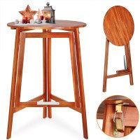 Casaria Statafel \\u2013 Acaciahout Inklapbaar 110cm Hoog \\u2013 Rond \\u00d880 cm