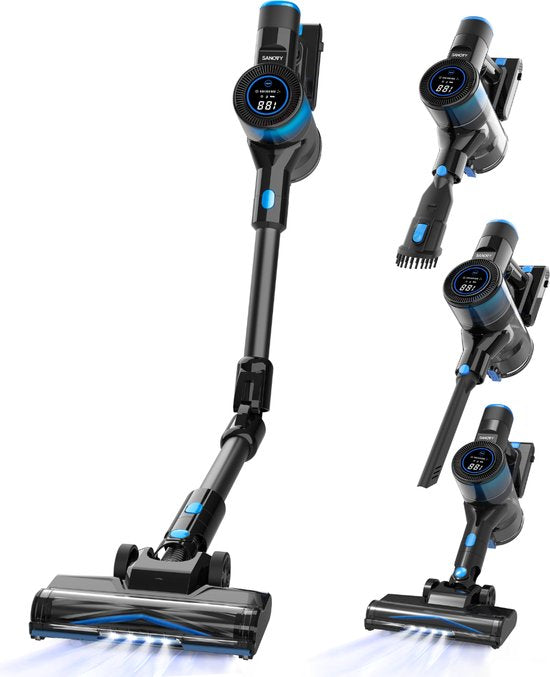 Sanovy Turbo Flex X28 Steelstofzuiger Draadloos - Zonder Zak - Op Accu - 350W - 28Kpa - Met Opzetstukken - Draadloze Stofzuiger Zonder Zak