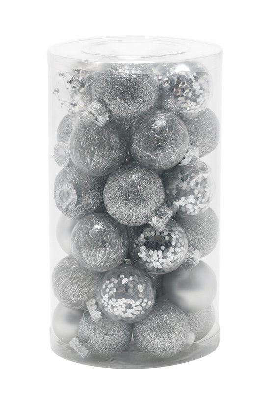 Kerstballenset 25 stuks zilver Ø 5 cm – Stijlvolle en duurzame kerstdecoratie
