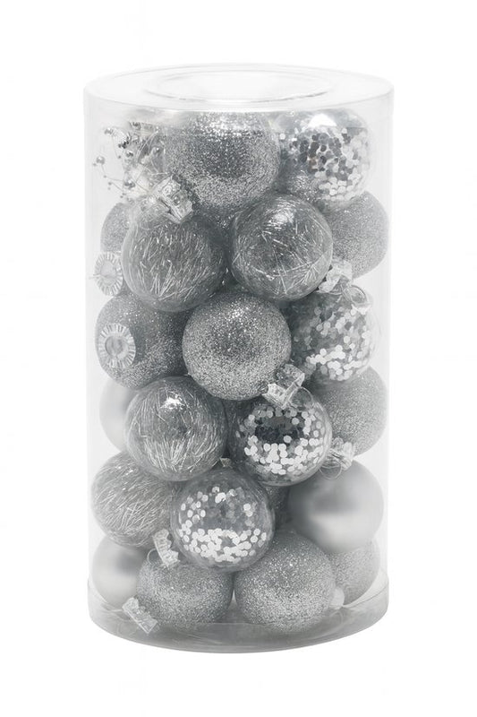 Kerstballenset 25 stuks zilver Ø 5 cm – Stijlvolle en duurzame kerstdecoratie