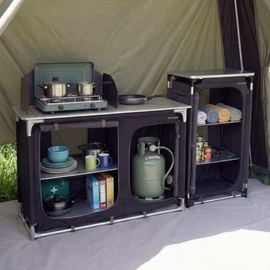 Trvlmore Campingkeuken met Windscherm en Afwasbak - 120 x 120 x 83 cm