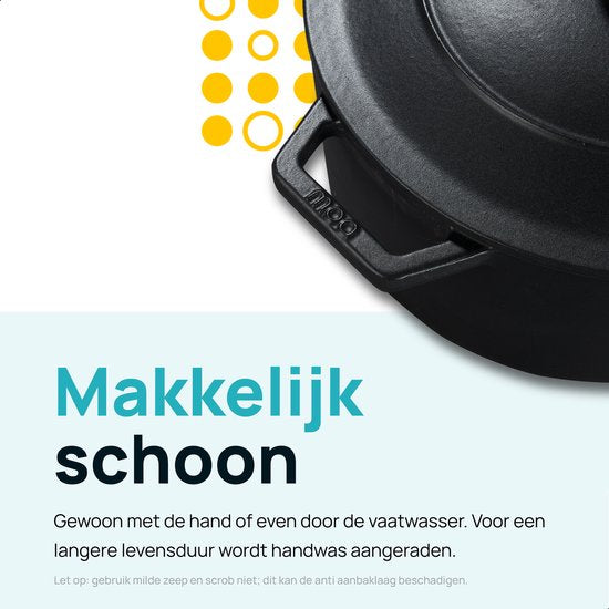 MOA Gietijzeren Braadpan - 5,7L - Voor Alle Warmtebronnen incl. Inductie - Met Deksel - Ø 26cm - Anti-Aanbaklaag - Zwart