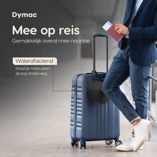 Dymac CloudRest Reiskussen – Nekkussen – Neksteun – Traagschuim Reiskussen – Inclusief Oogmasker & Oordoppen – Met Reisetui - Beige
