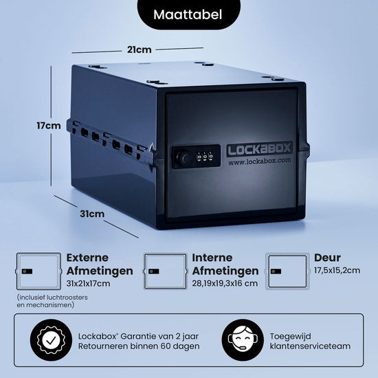 Lockabox One™ Opbergbox met Cijferslot - Afsluitbare Medicijnkast - Polycarbonaat Kluis - Koelkast en Diepvries Proof - 10,5 Liter - 31 x 21 x 17 cm
