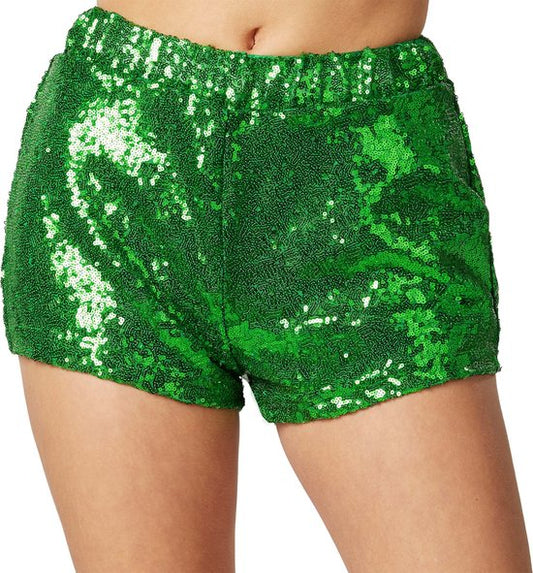 Dressforfun Pailletten-short groen M - verkleedkleding kostuum halloween verkleden feestkleding carnavalskleding carnaval feestkledij partykleding - 303902