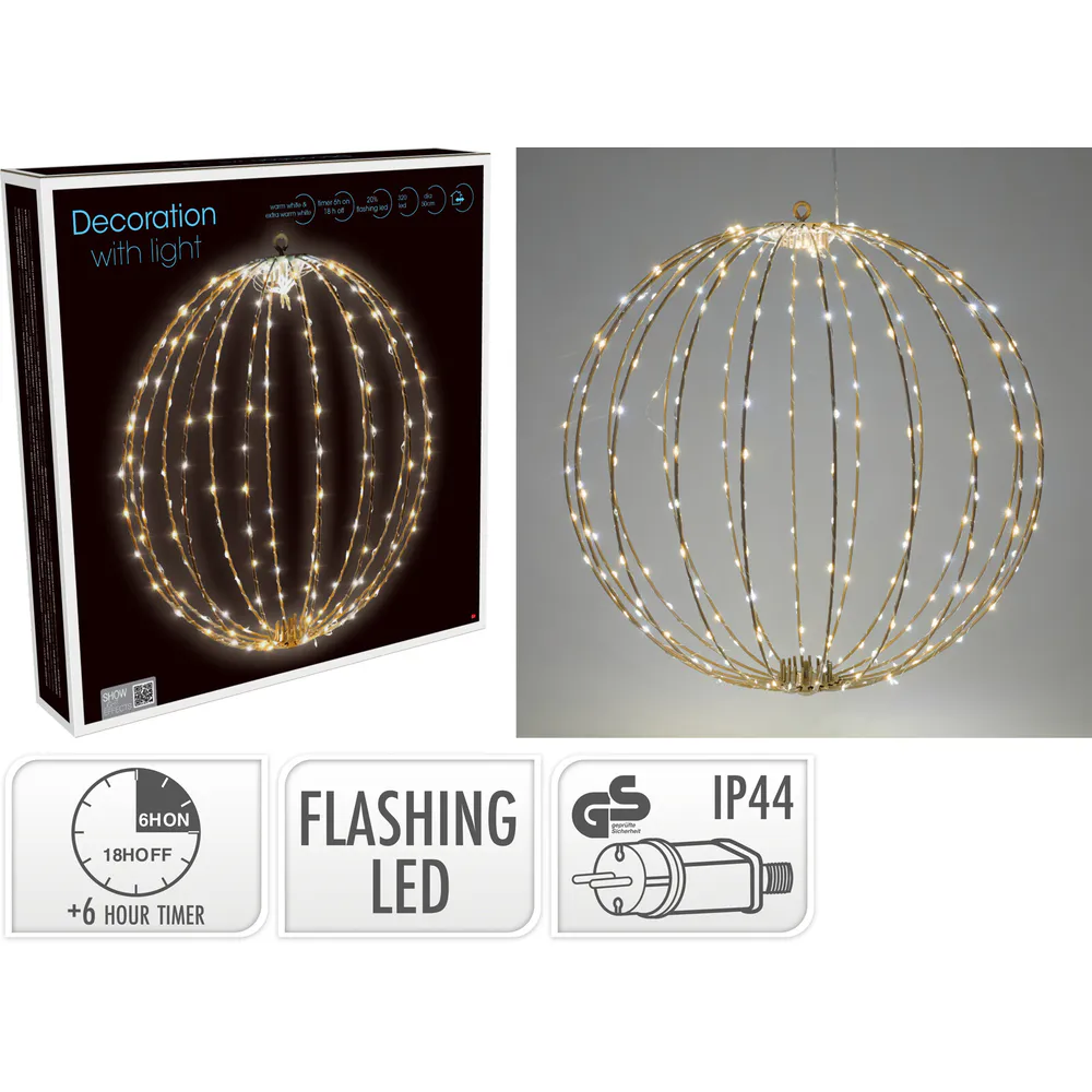 Nampook LED Lichtbal met 320 LED 50 cm en Knipperfunctie – Taupe – Metaal