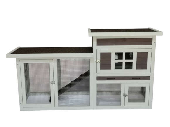 Manor  Konijnenhok– Buitenhok voor (Dwerg)konijnen – 147 x 50 x 80 cm – Dennenhout