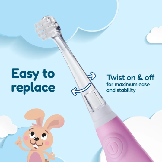 Brush-Baby BabySonic Opzetborstels - 2 Stuks - 0-18 Maanden - Vervangende Opzetborstels met LED