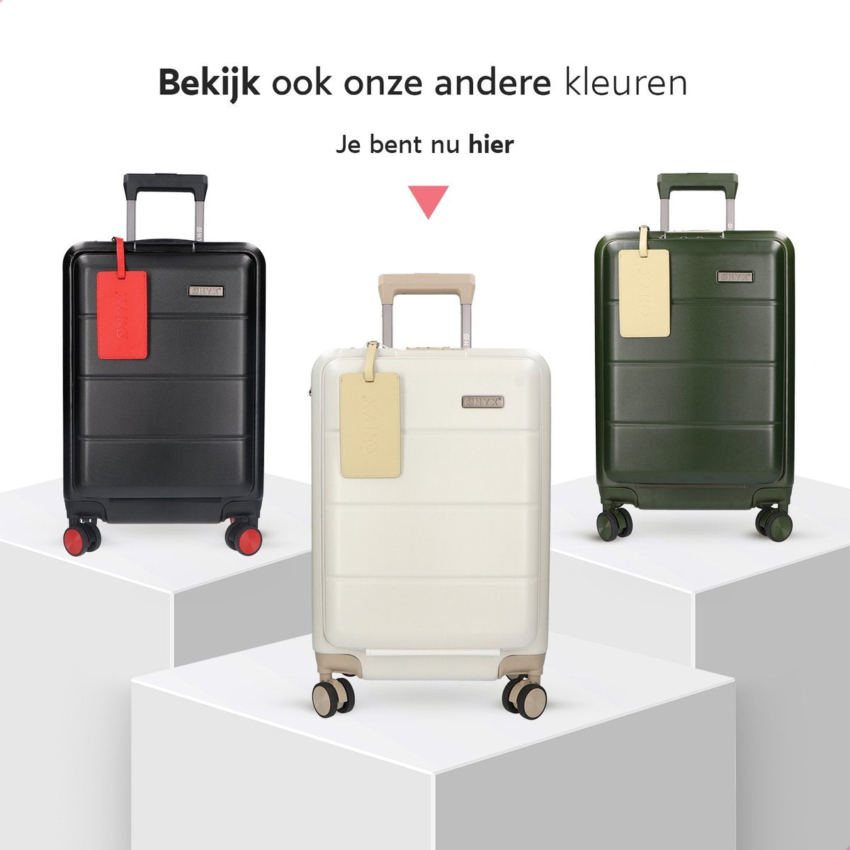 ONYX® - Handbagage koffer 35 L - Stille spinner wielen - Lichtgewicht trolley - Dubbel TSA slot - Praktisch voorvak - 55 cm - Beige