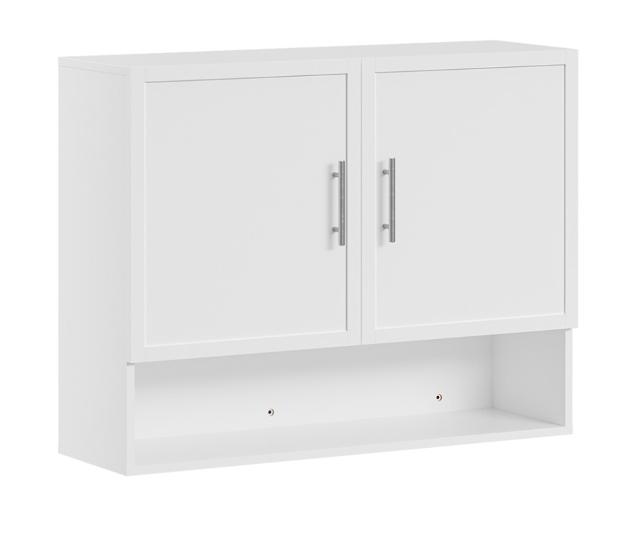 SoBuy Wandkast 90 x 70 x 28,5 cm - Wit - 2 Deuren - Verstelbare Legplank