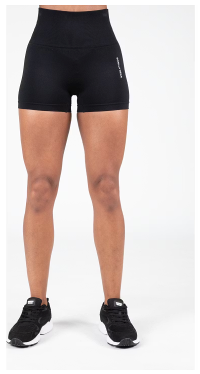 Gorilla Wear – Quincy Naadloze Shorts – Maat XS/S & Vierwegstretch – Voorzien Van Slim Fit En Hoge Taille – Voor Sport En Fitness – Zwart Nylon En Spandex