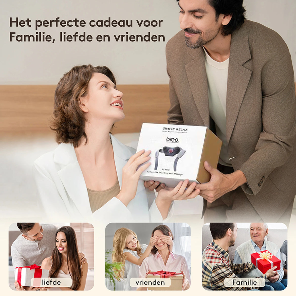 Breo N6 Mini Nekmassageapparaat met Warmte - Draadloos - 80 Minuten - Nek en Schouders