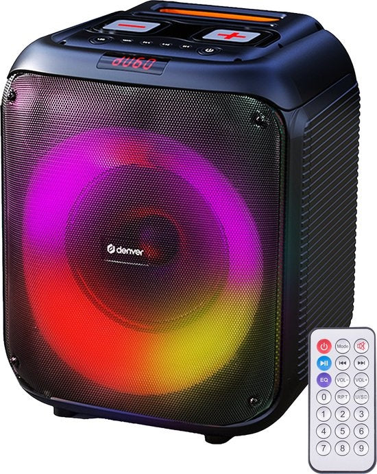 Denver Bluetooth Speaker Party Box - Discolichten - Incl. Afstandsbediening - Microfoon Aansluiting - BPS250