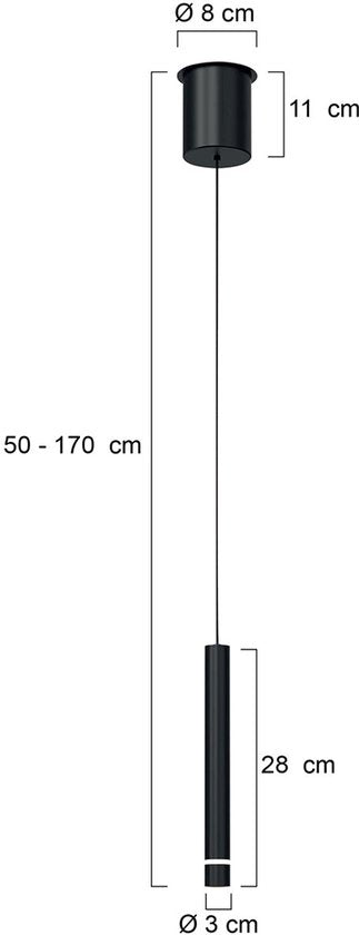 Hanglamp Volari 4714ZW zwart design hoogte verstelbaar van 50 tot 170 cm, met metalen en elektronische onderdelen, merk Steinhauer